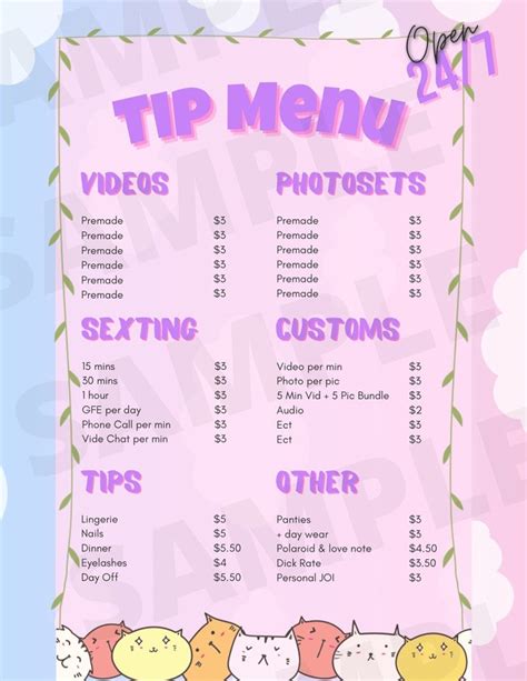 chaturbate tip menu ideas|Tip Menu